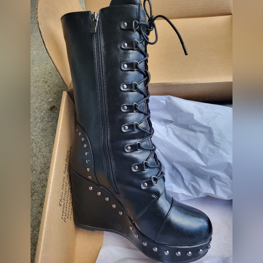 Milwaukee Leather MBL9438 Women's Black Tall Lace-Up Fashion Casual Boots